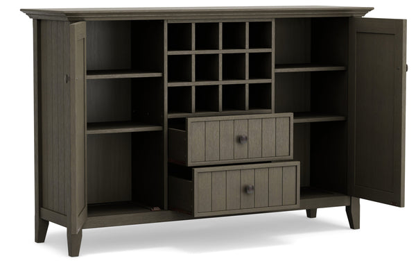 Simpli Home Sideboard Buffet And Wine Rack In Farmhouse Grey