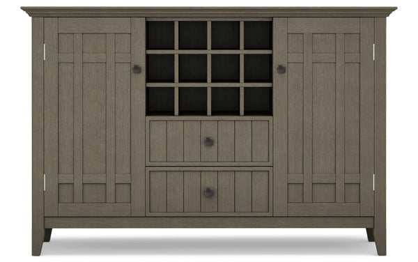 Simpli Home Sideboard Buffet And Wine Rack In Farmhouse Grey