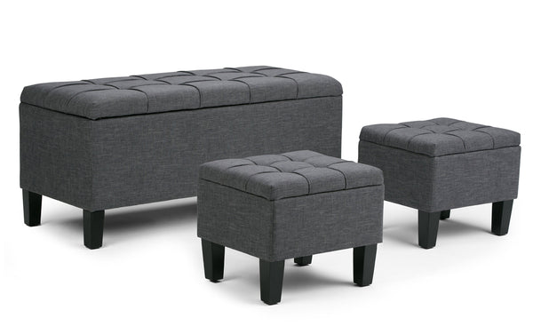 Simpli Home 3 Pc Storage Ottoman In Linen