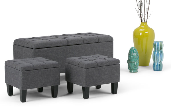 Simpli Home 3 Pc Storage Ottoman In Linen