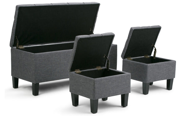 Simpli Home 3 Pc Storage Ottoman In Linen