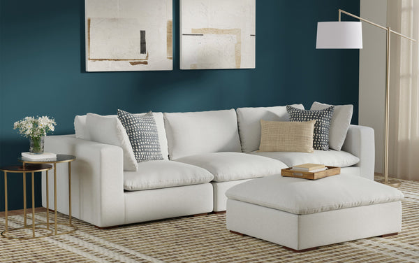 Simpli Home 3 Seater Sofa And Ottoman