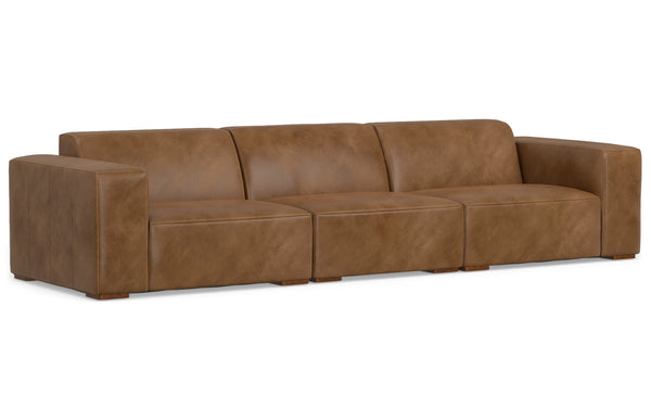 Simpli Home 3 Seater Sofa In Genuine Leather