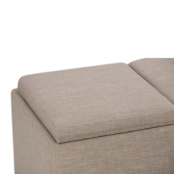 Simpli Home 3 Trays Ottoman In Linen