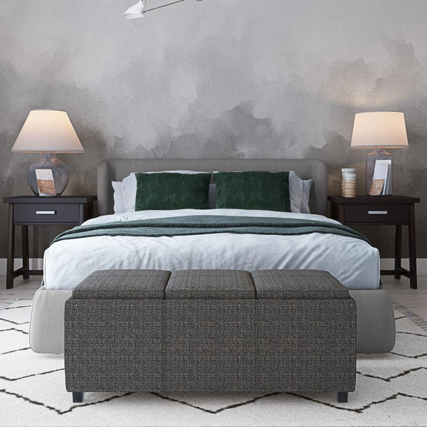 Simpli Home 3 Trays Ottoman In Tweed