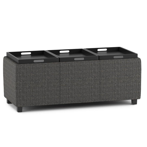 Simpli Home 3 Trays Ottoman In Tweed