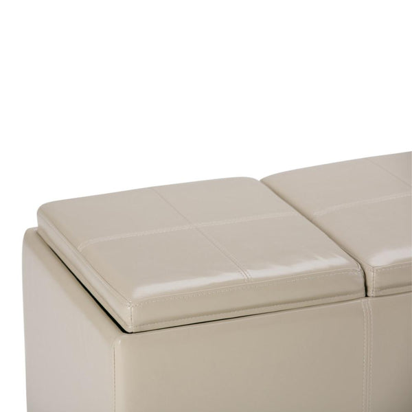 Simpli Home 3 Trays Ottoman In Vegan Leather