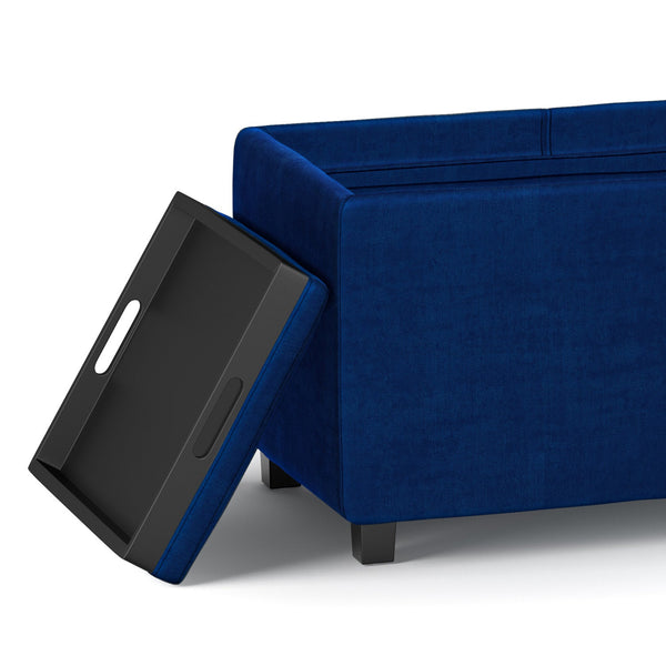 Simpli Home 3 Trays Ottoman In Velvet Fabric
