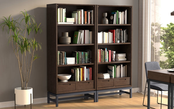 Simpli Home 30 Inch 4 Shelf Bookcase (Set Of 2)