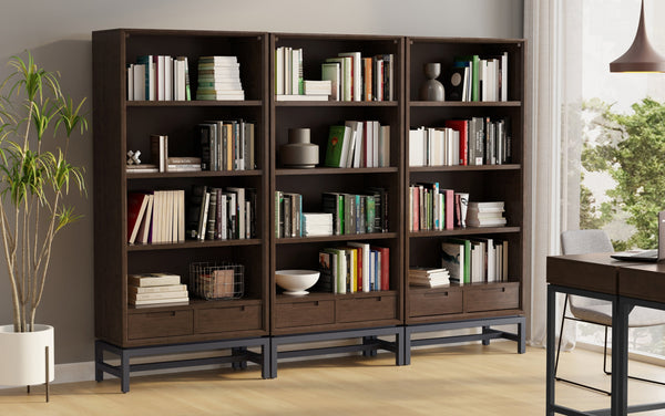 Simpli Home 30 Inch Bookcase 3-piece Set