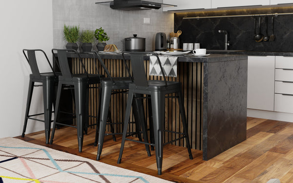 Simpli Home 30 Inch Metal Bar Stool (Set Of 4)