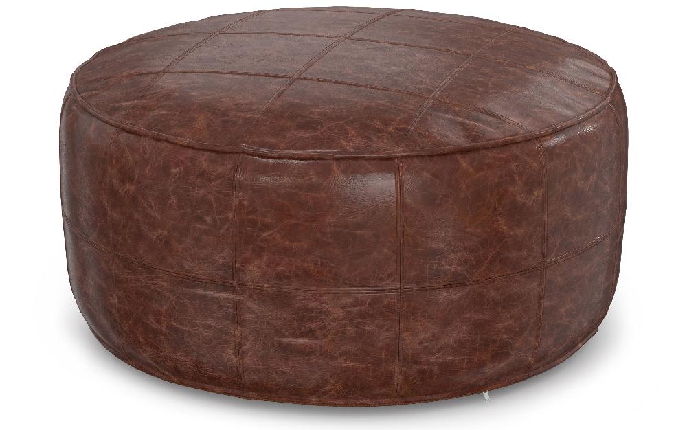 simpli home 34 inch Round Coffee Table Pouf