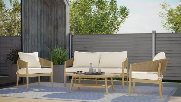 Simpli Home 4 Piece Outdoor Conversation Set