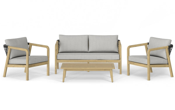 Simpli Home 4 Piece Outdoor Conversation Set