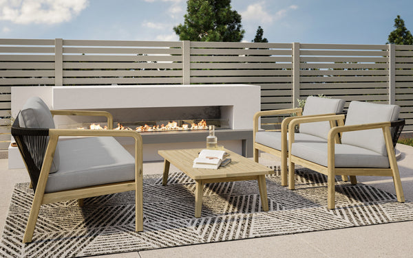 Simpli Home 4 Piece Outdoor Conversation Set