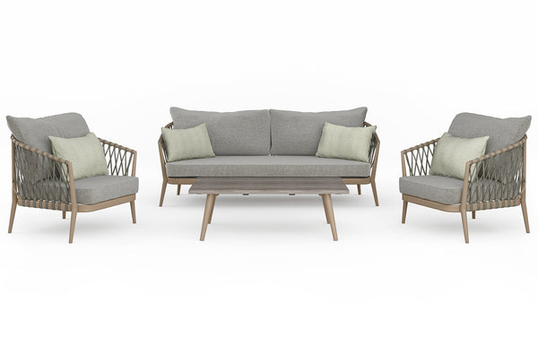 Simpli Home 4 Piece Outdoor Conversation Set