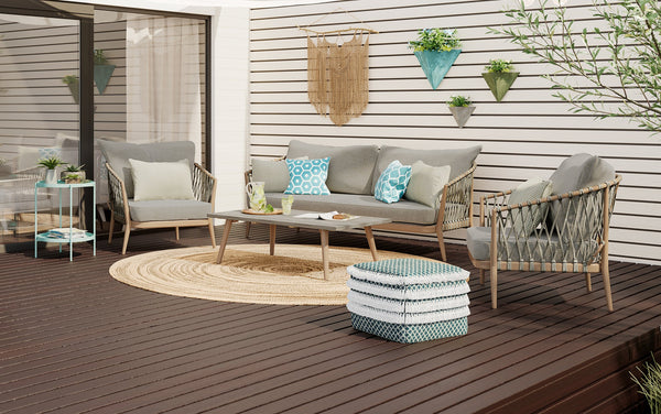 Simpli Home 4 Piece Outdoor Conversation Set