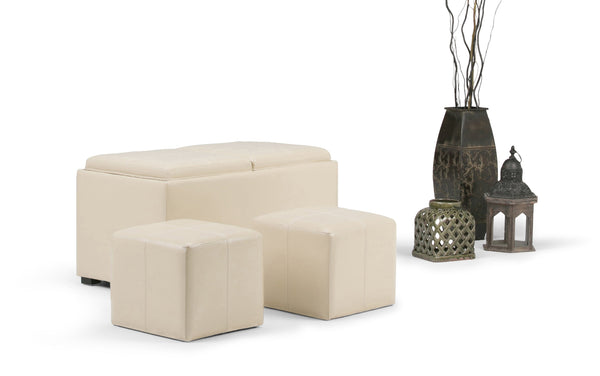 Simpli Home 5 Pc Storage Ottoman In Cream
