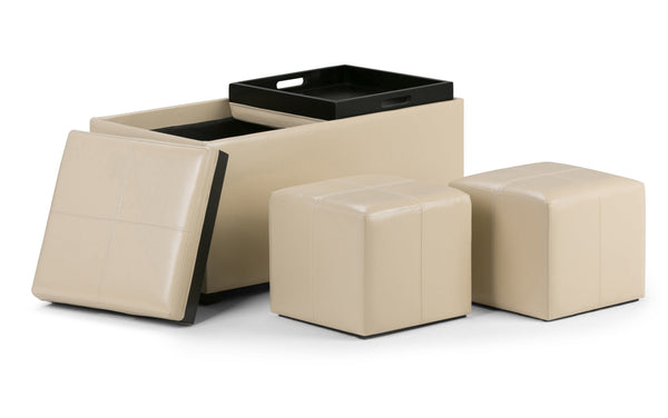 Simpli Home 5 Pc Storage Ottoman In Cream