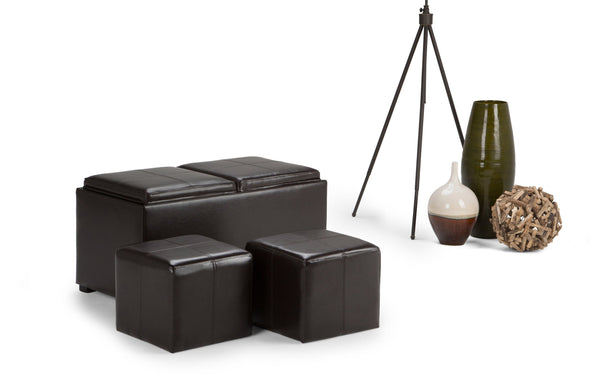 Simpli Home 5 Pc Storage Ottoman In Vegan Leather