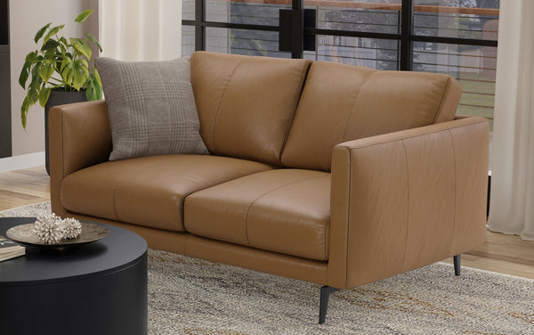 Simpli Home 60 Inch Loveseat In Genuine Leather