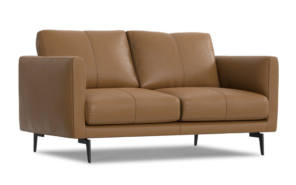 Simpli Home 60 Inch Loveseat In Genuine Leather