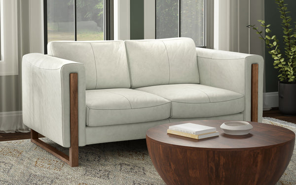 Simpli Home 63 Inch Loveseat In Genuine Leather