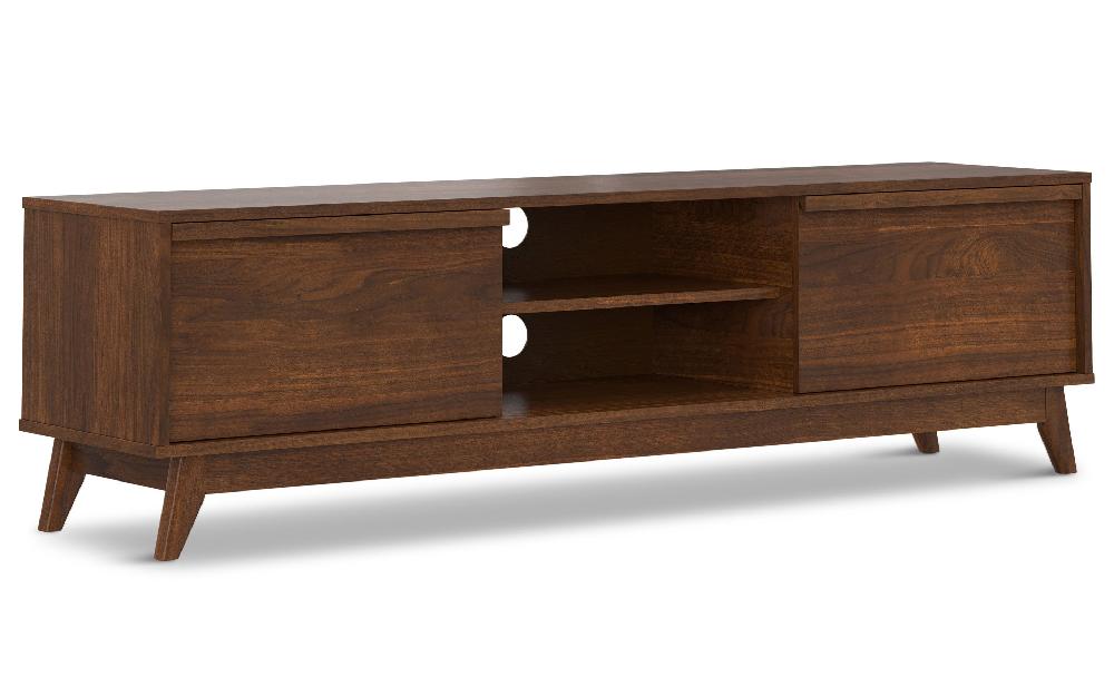 simpli home 72 inch Low TV Stand in Walnut