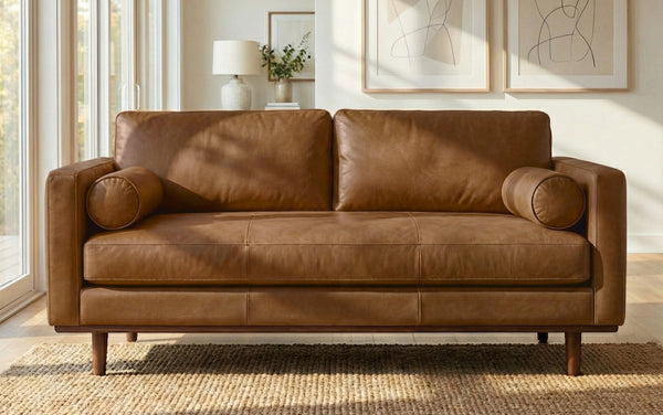 Simpli Home 72 Inch Sofa In Genuine Leather