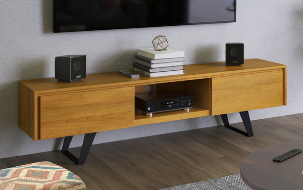 Simpli Home 72 Inch TV Media Stand In Oak