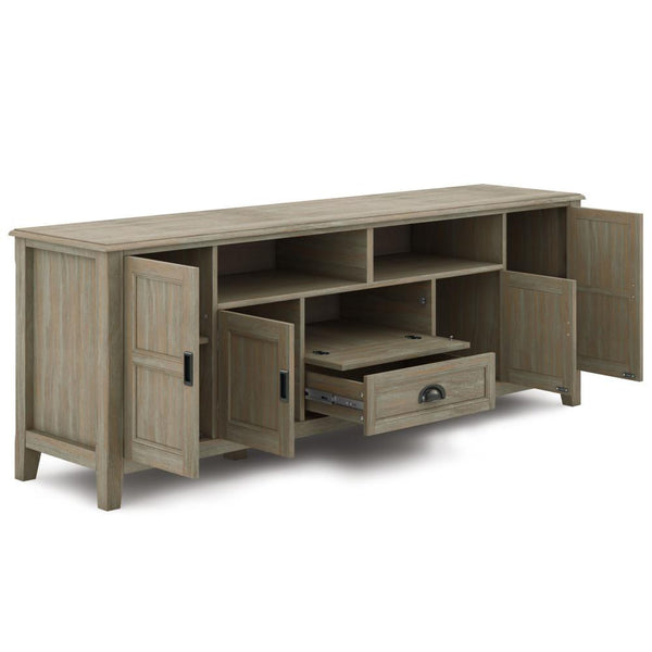 Simpli Home 72 Inch TV Stand In Distressed Grey