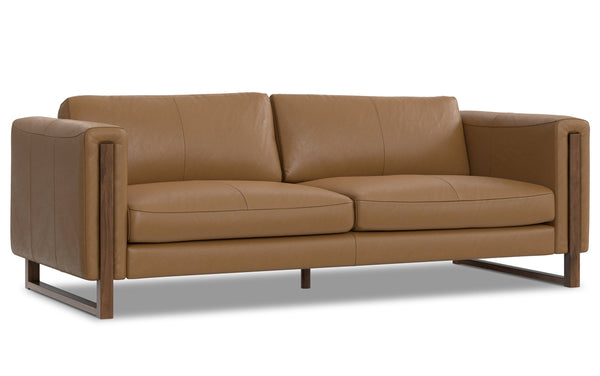 Simpli Home 83 Inch Sofa In Genuine Leather