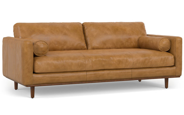 Simpli Home 89 Inch Sofa In Genuine Leather
