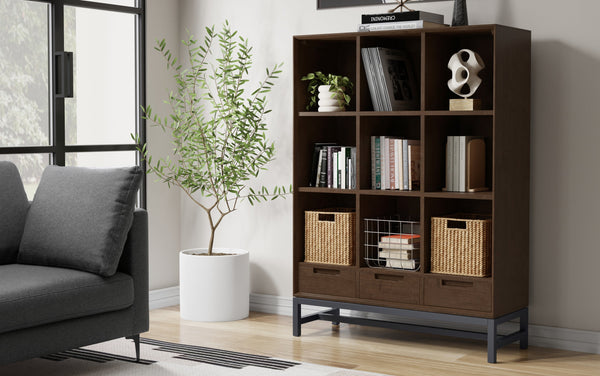Simpli Home 9 Cube Bookcase With Drawers
