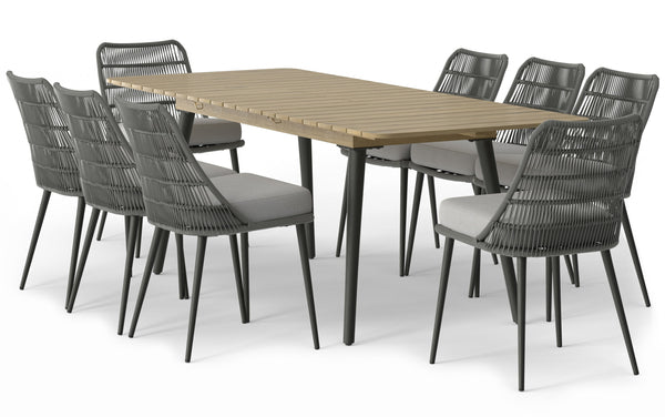 Simpli Home 9 Piece Outdoor Dining Set