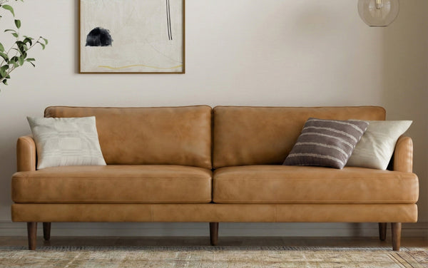 Simpli Home 90 Inch Sofa In Genuine Leather