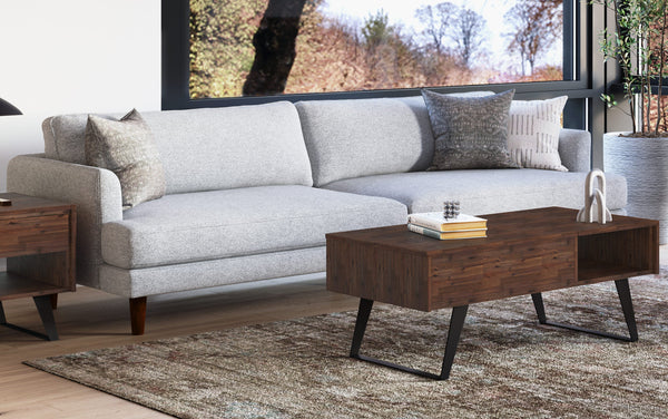 Simpli Home 90 Inch Sofa In Woven-Blend Fabric