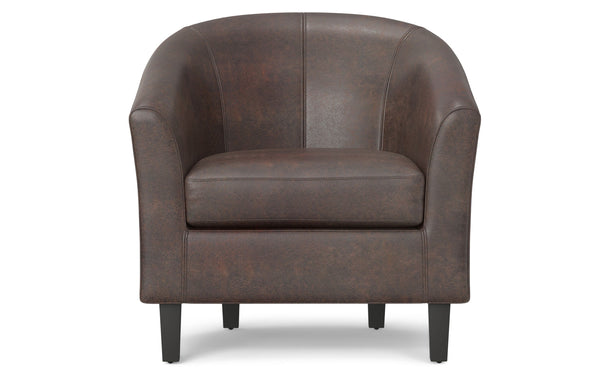 Simpli Home Accent Chair In Distressed Brown