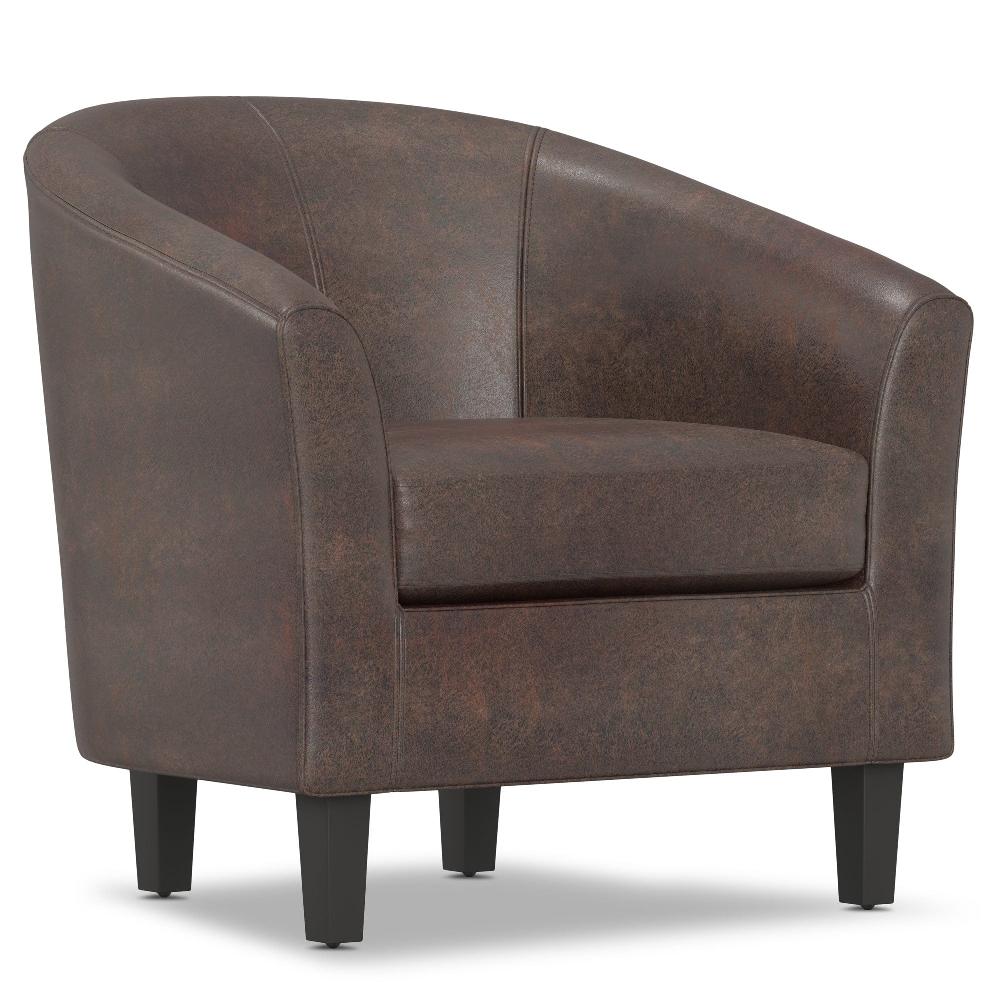 simpli home Accent Chair in Distressed Brown