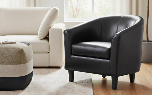 Simpli Home Accent Chair In Vegan Leather