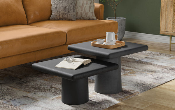 Simpli Home Cast Aluminum Coffee Table 2 Piece Set