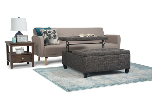 Simpli Home Coffee Table Ottoman In Tweed