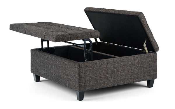 Simpli Home Coffee Table Ottoman In Tweed
