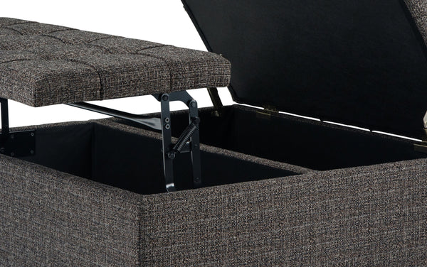 Simpli Home Coffee Table Ottoman In Tweed