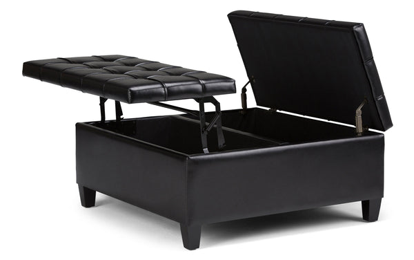Simpli Home Coffee Table Ottoman In Vegan Leather