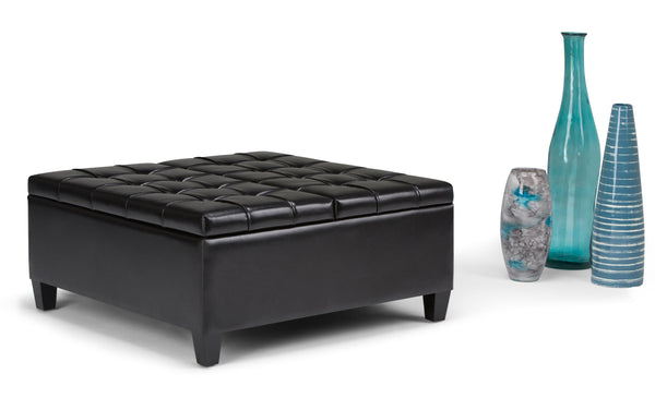 Simpli Home Coffee Table Ottoman In Vegan Leather