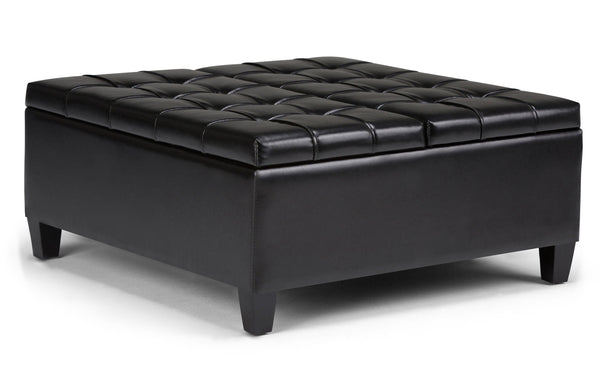 Simpli Home Coffee Table Ottoman In Vegan Leather