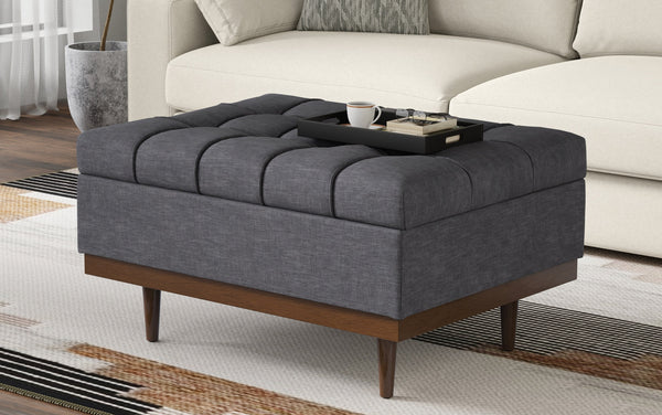 Simpli Home Coffee Table Storage Ottoman In Linen