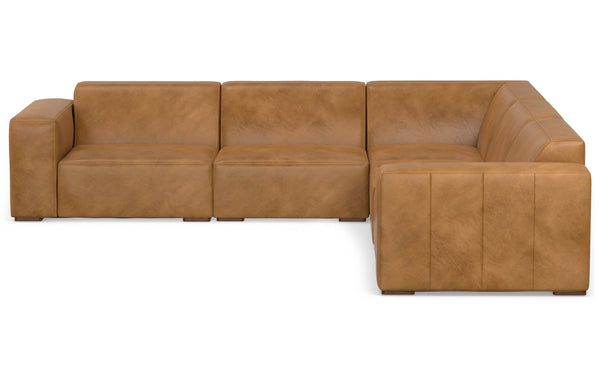 Simpli Home Corner Sectional In Genuine Leather