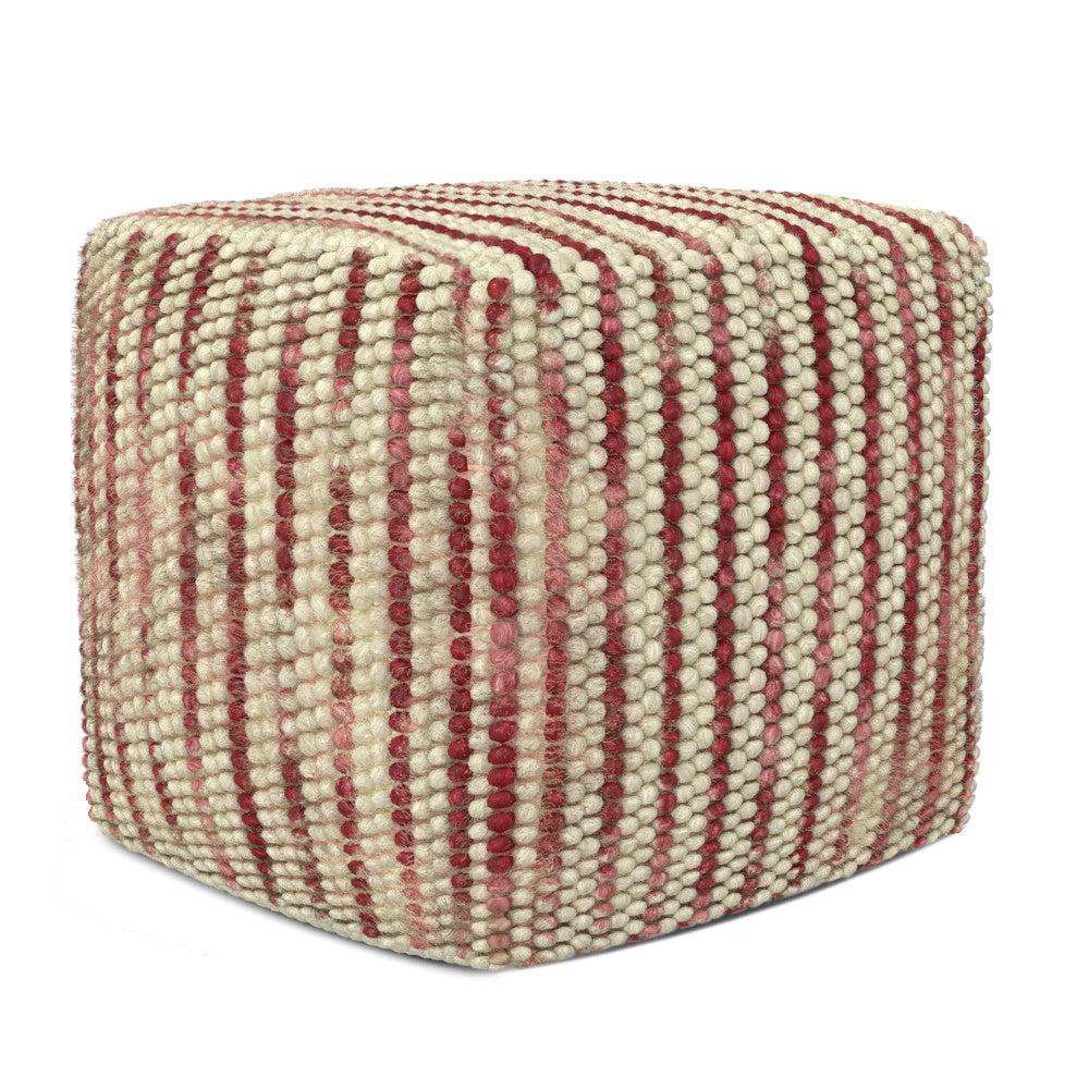 simpli home Cube Pouf in Maroon